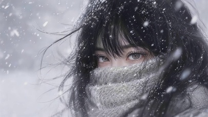 雪景中女孩