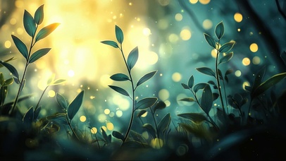 绿色氧气森林阳光树苗