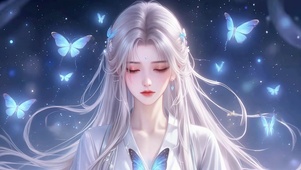 古风蝶舞白发少女