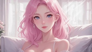 粉色长发美女