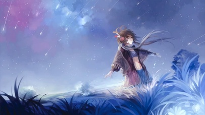 夜晚星空下的少女