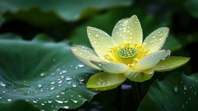 荷塘中摇曳的黄荷花