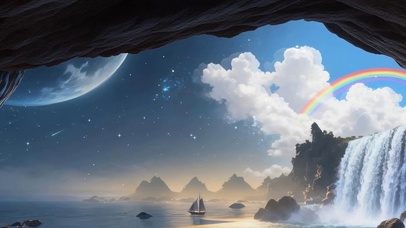 星球河流瀑布景色双屏