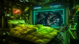 炫酷科幻宇宙飞船前行