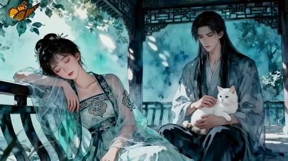 小亭处惬意休憩的情侣1