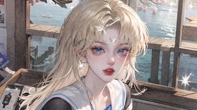 碎屏动漫女孩插画