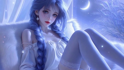 月光下的蓝发少女