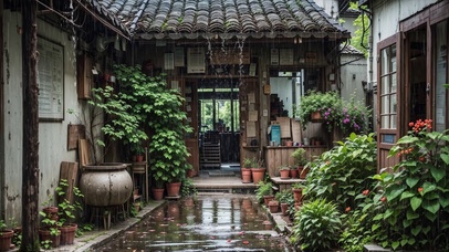 【雨景】雨中小院