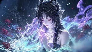 彼岸花河畔祈水少女