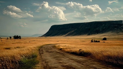静谧广阔秋日草原