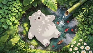 树荫下纳凉的白熊