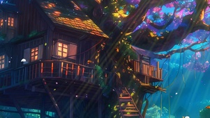 护眼森林阳光绿景带鱼屏