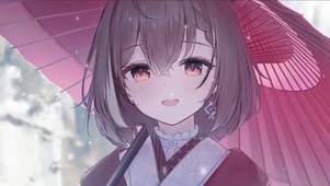 冬季撑伞少女
