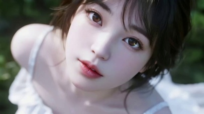 甜美美女对着镜头微笑