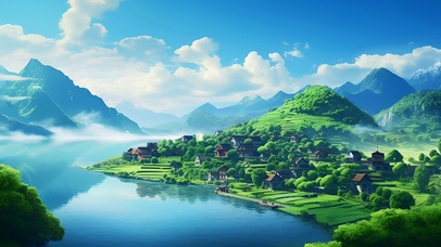 山水小镇自然美景