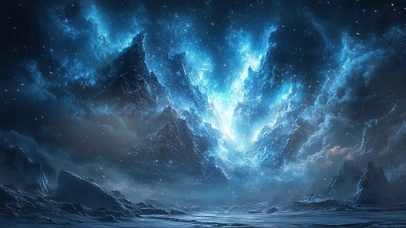 梦幻雪原冰川夜景