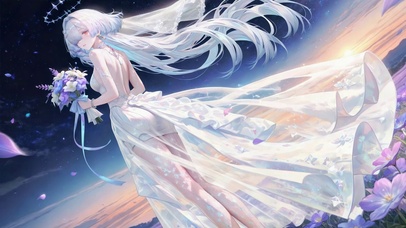 星空花海婚纱美少女莫宁