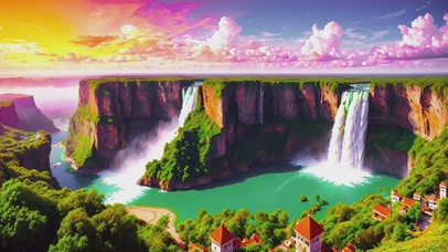 大气磅礴高山峡谷瀑布美景