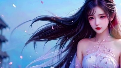 纯情长发美少女