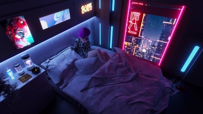 雨天赛博朋克房间
