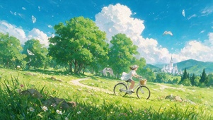 原野骑行夏日晴空