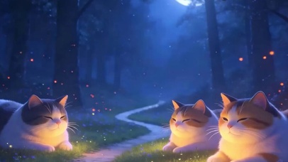 夜景猫咪带鱼屏