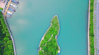 4K夏日河中唯美小岛自然风景