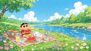 蜡笔小新夏日河边野餐