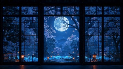 4K夜景月光星空