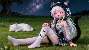 黑猫耳少女的夏夜星空喵时光