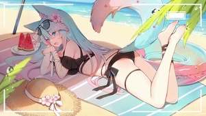 海边度假少女