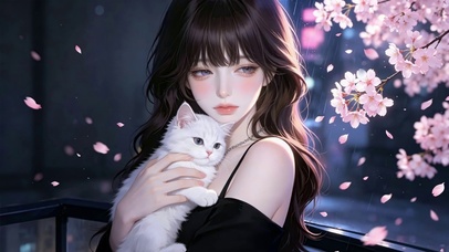 樱花与白猫少女