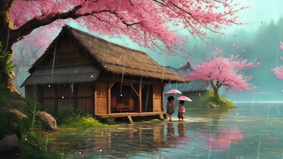 治愈樱花小雨4K