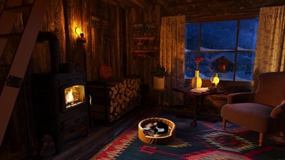 暴风雪山顶小木屋