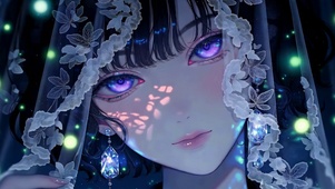 紫色瞳孔婚纱女孩高清4k