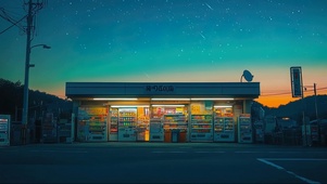 静谧夜空流星温暖商店