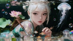 赏鱼的女孩