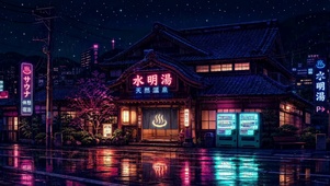 雨夜汤屋街景