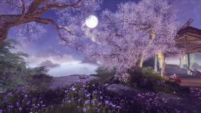 古风月夜云海落花