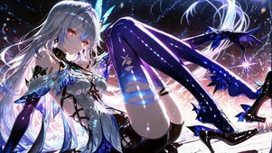 星空下炫酷银发二次元美少女