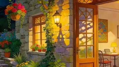 夜景花草树木带鱼屏
