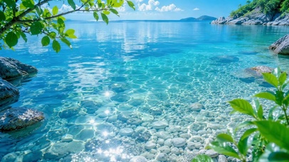澄澈清凉海湾风景