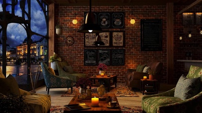 城市雨夜 舒适的咖啡厅