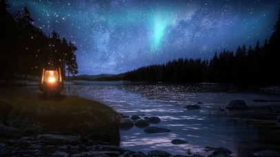 宁静夏夜极光银河