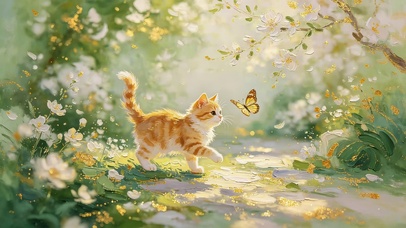 抓蝴蝶的猫咪
