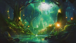 奇幻魔法森林美景