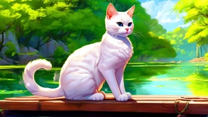 郊外白色小猫咪