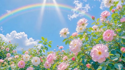 治愈花海彩虹