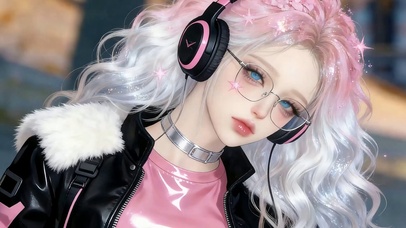 戴耳机女孩