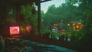 雨天树木